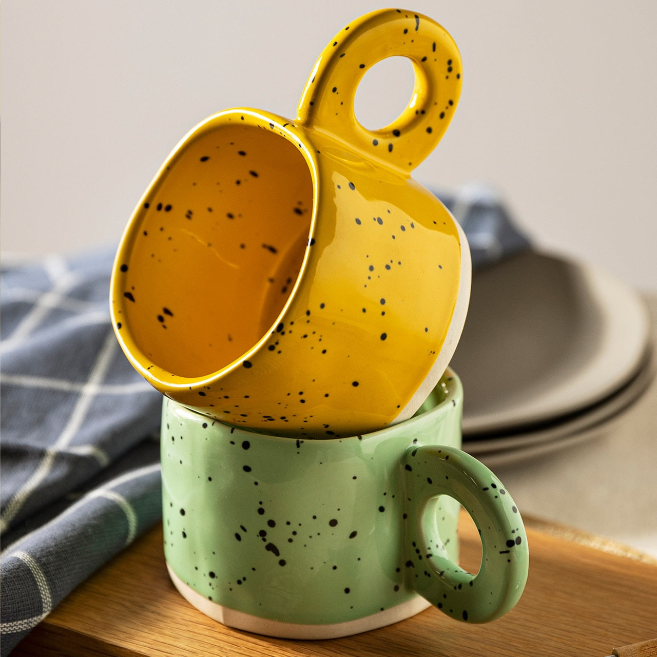 Creative Ring Handle Ceramic Coffee Cup